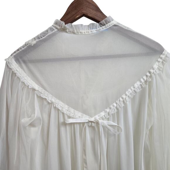 Blue Swan Womens Vintage 60s Coquette Cottage White Sheer Lace Peignoir Robe S - Picture 7 of 11